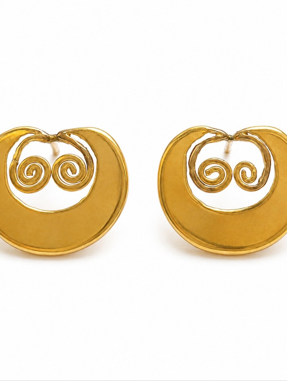 Vintage Modernist Earrings Gold Vermeil Over Sterling Silver
